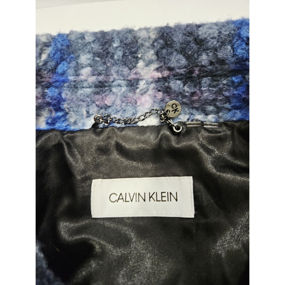 Calvin Klein Plaid Faux Fur Sherpa Jacket Sz XL Blue Plaid Teddy Boxer Jacket - Picture 3 of 5